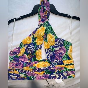 zara colorful floral cutout crop top